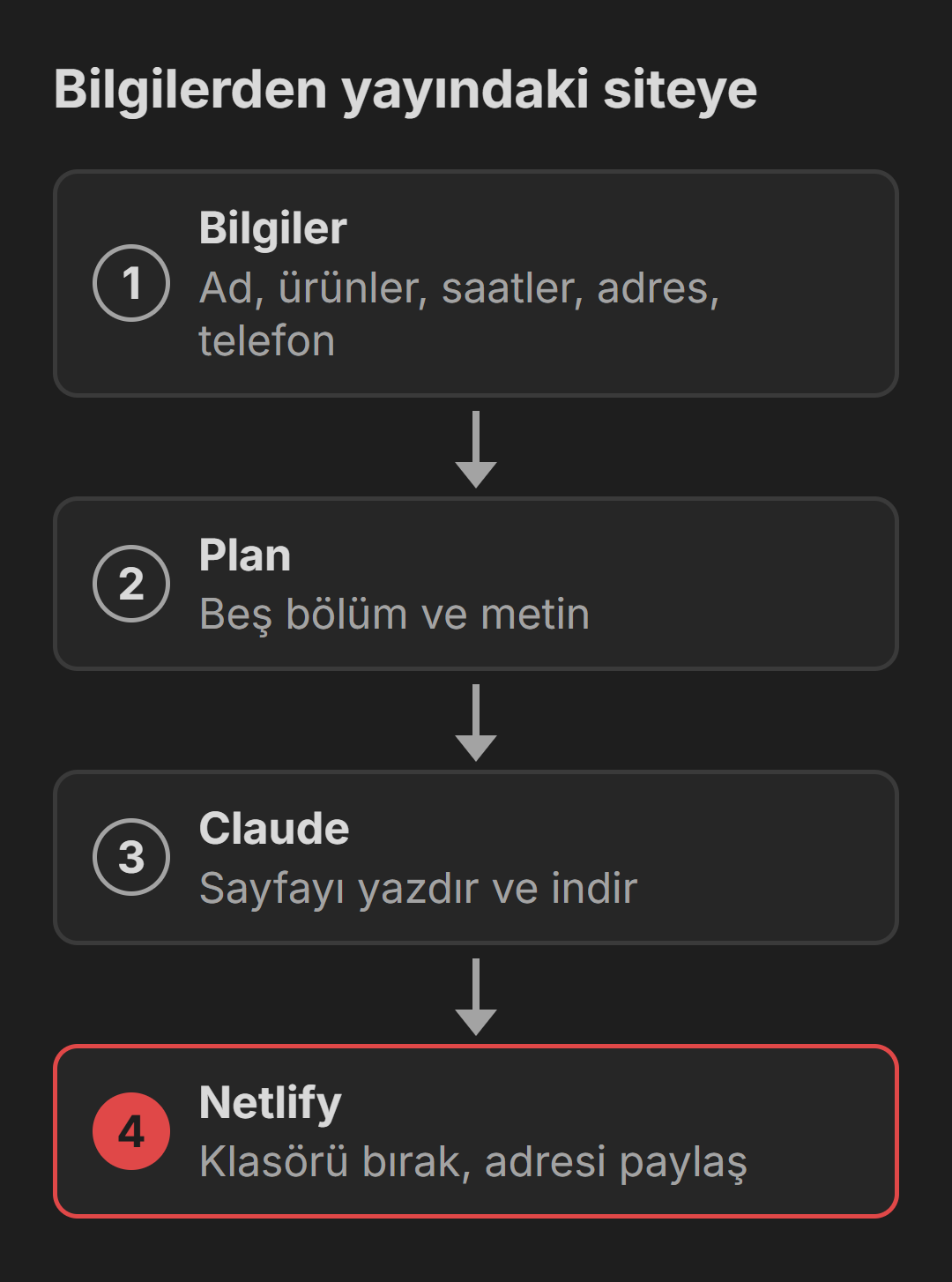 Bilgilerden yayındaki siteye giden yol